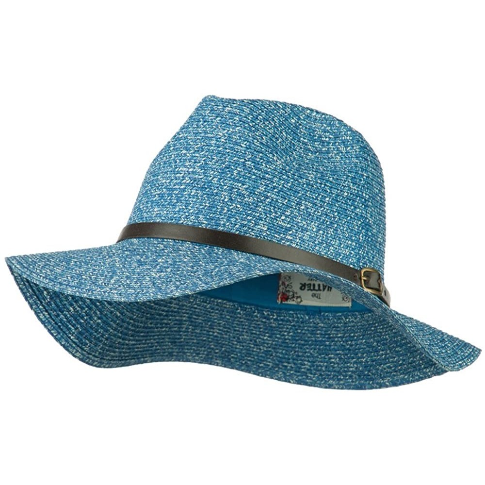 Fedoras Mixed Paper Panama Fedora - Navy - CJ11WYQ9EYD $11.89