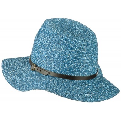 Fedoras Mixed Paper Panama Fedora - Navy - CJ11WYQ9EYD $11.89