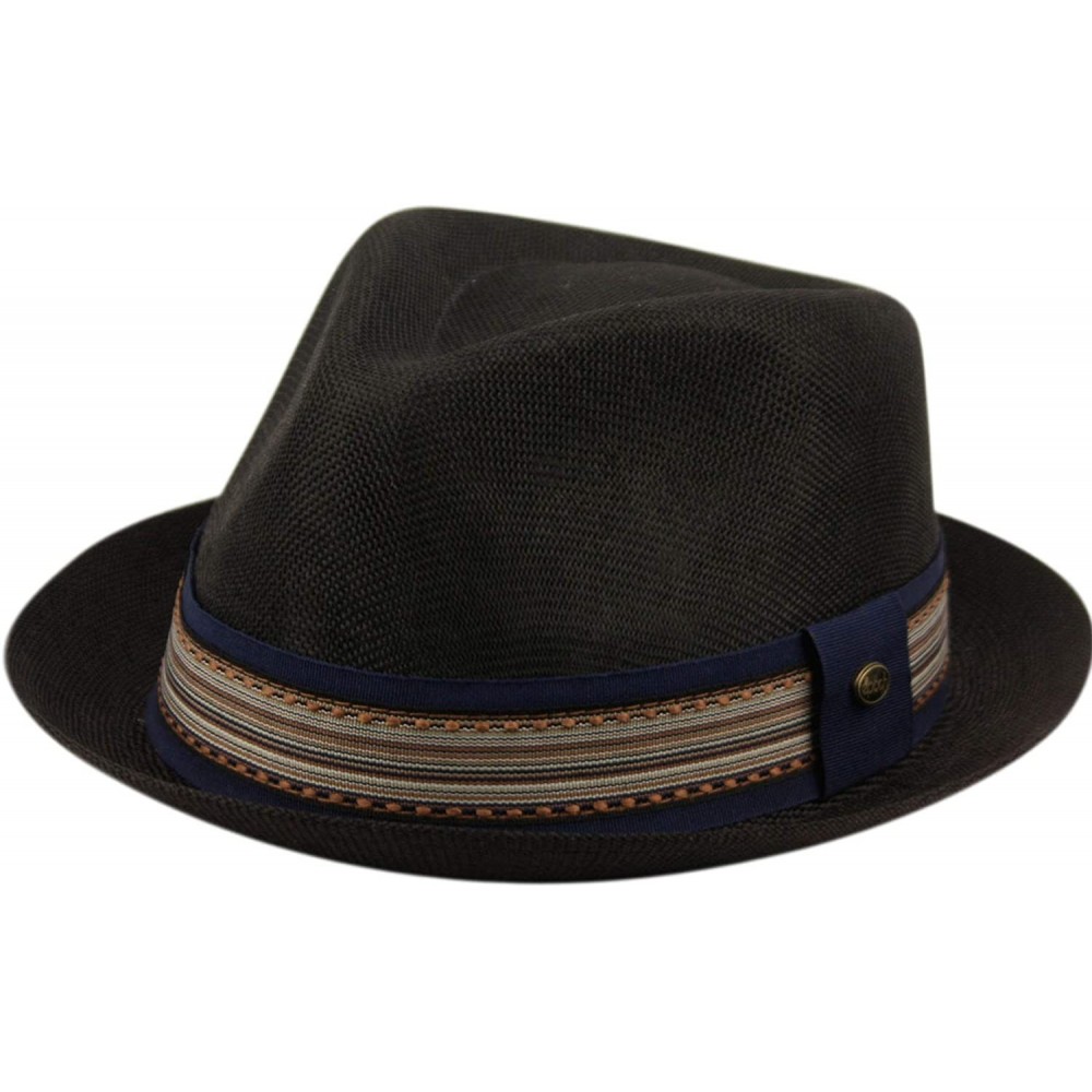 Fedoras Mens Summer Fedora Cuban Style Short Brim Hat - F2805black - CN18Q98IATN $27.50