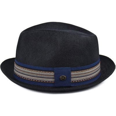 Fedoras Mens Summer Fedora Cuban Style Short Brim Hat - F2805black - CN18Q98IATN $27.50