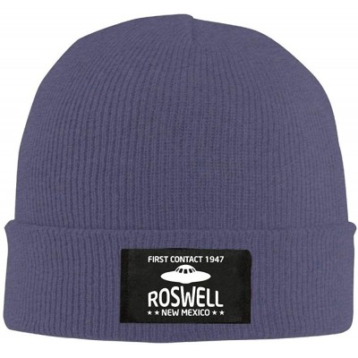 Skullies & Beanies Adult Unisex First Contact 1947 Roswell New Mexico Student Beanies - Navy - CO18I6DK8UG $13.42