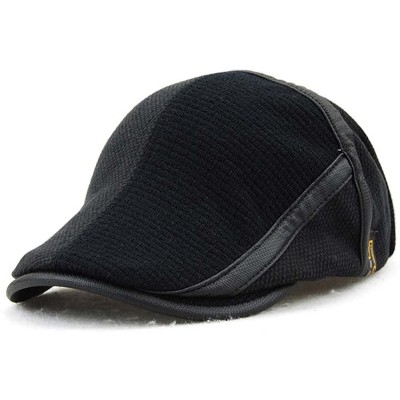 Newsboy Caps Men's Beret Hat Knitted Woollen Casquette Flat Visor Newsboy Peak Cap - Dark Blue - C1186AZDICD $17.08
