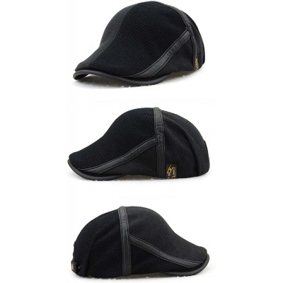 Newsboy Caps Men's Beret Hat Knitted Woollen Casquette Flat Visor Newsboy Peak Cap - Dark Blue - C1186AZDICD $17.08