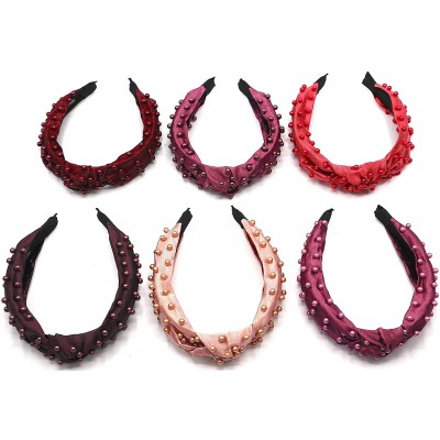 Headbands New York- Women's Fashion- Trendy Knotted Pearl Structured Headband - Plum/Dark Plum Pearl - C718XAWTUHR $27.79