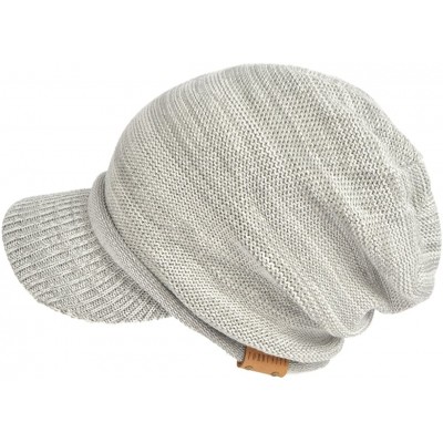 Skullies & Beanies Mens Womens Thick Fleece Lined Knit Newsboy Cap Slouch Beanie Hat with Visor - Pale - CI186IUXGQS $12.17