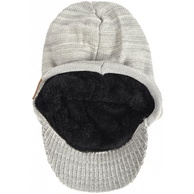 Skullies & Beanies Mens Womens Thick Fleece Lined Knit Newsboy Cap Slouch Beanie Hat with Visor - Pale - CI186IUXGQS $12.17