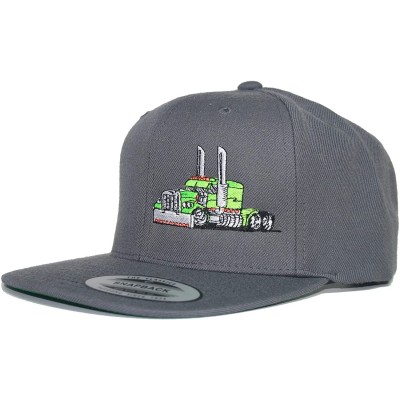 Baseball Caps Trucker Truck Hat Big Rig Cap Flat Bill Snapback - Grey/Lime Green - CJ18U044COM $22.18