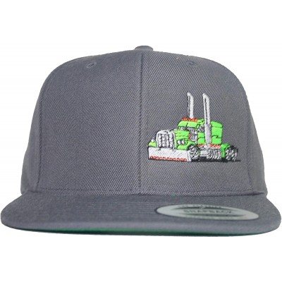 Baseball Caps Trucker Truck Hat Big Rig Cap Flat Bill Snapback - Grey/Lime Green - CJ18U044COM $22.18