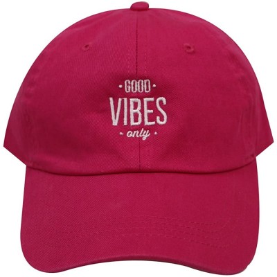 Baseball Caps Good Vibes Only Cotton Baseball Caps - Fuchsia - CM184ANWTG6 $10.41