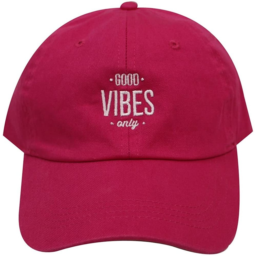 Baseball Caps Good Vibes Only Cotton Baseball Caps - Fuchsia - CM184ANWTG6 $10.41