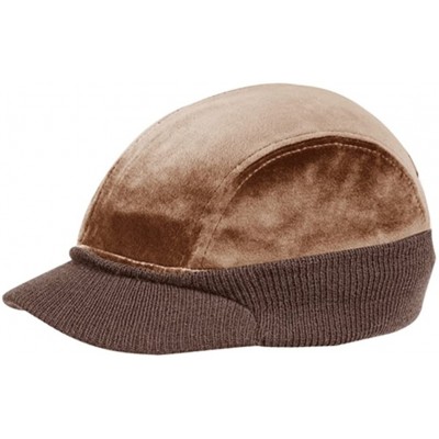 Newsboy Caps Classic Velour Knit/Corduroy Fleece Warmer Flap Billed Newsboy Cap - Brown - CI188N72AYT $10.40