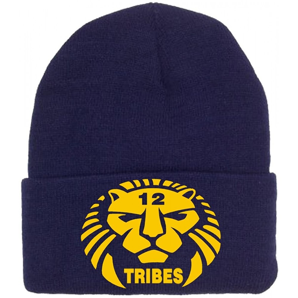 Skullies & Beanies 12 Tribes Lion Logo Embroidered Skully - Blue and Gold - C612O0OK5YF $27.19