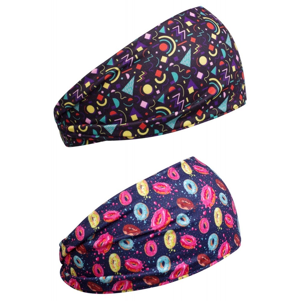 Headbands Workout Headbands Elastic Stretchy Original - 80s vintage headband memphis - CL1943ZNH09 $20.89