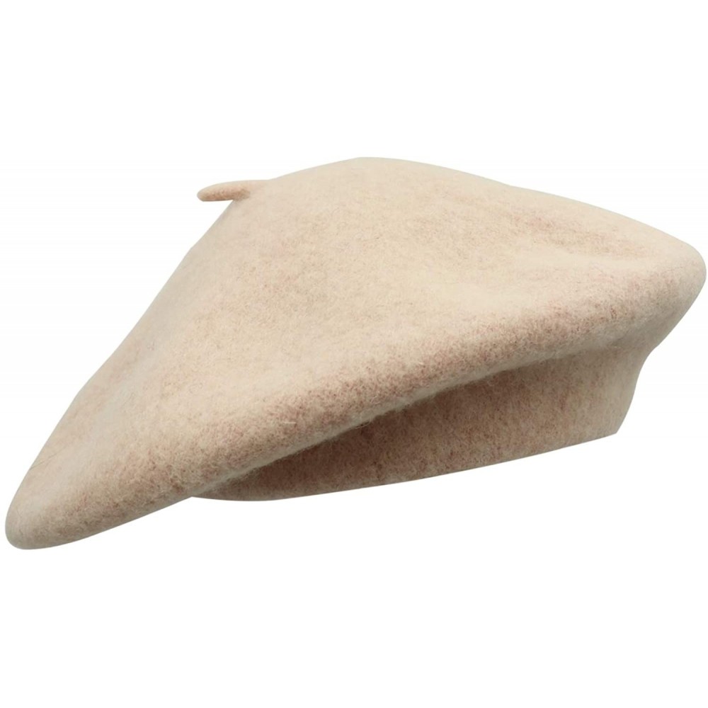 Berets Wool French Beret Hat for Women - Apricot - CR18NKC7UON $24.23