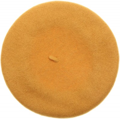 Berets Women's Winter French Style Beret Soft Wool Blend Casual Warm Classic Beret Hats - Mustard - C718U9KZ68K $25.17