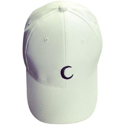Baseball Caps Caps- Embroidery Cotton Baseball Cap Snapback Caps Hip Hop Hats - White - CV12N1DHE5F $18.91