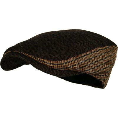 Newsboy Caps Men's Herringbone Wool Tweed Newsboy IVY Cabbie Driving Hat - Twotone-dk.brown - C411VVI31F3 $9.41