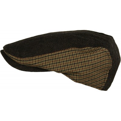 Newsboy Caps Men's Herringbone Wool Tweed Newsboy IVY Cabbie Driving Hat - Twotone-dk.brown - C411VVI31F3 $9.41