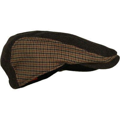 Newsboy Caps Men's Herringbone Wool Tweed Newsboy IVY Cabbie Driving Hat - Twotone-dk.brown - C411VVI31F3 $9.41