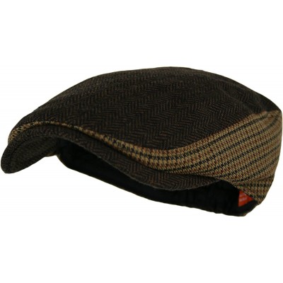 Newsboy Caps Men's Herringbone Wool Tweed Newsboy IVY Cabbie Driving Hat - Twotone-dk.brown - C411VVI31F3 $9.41