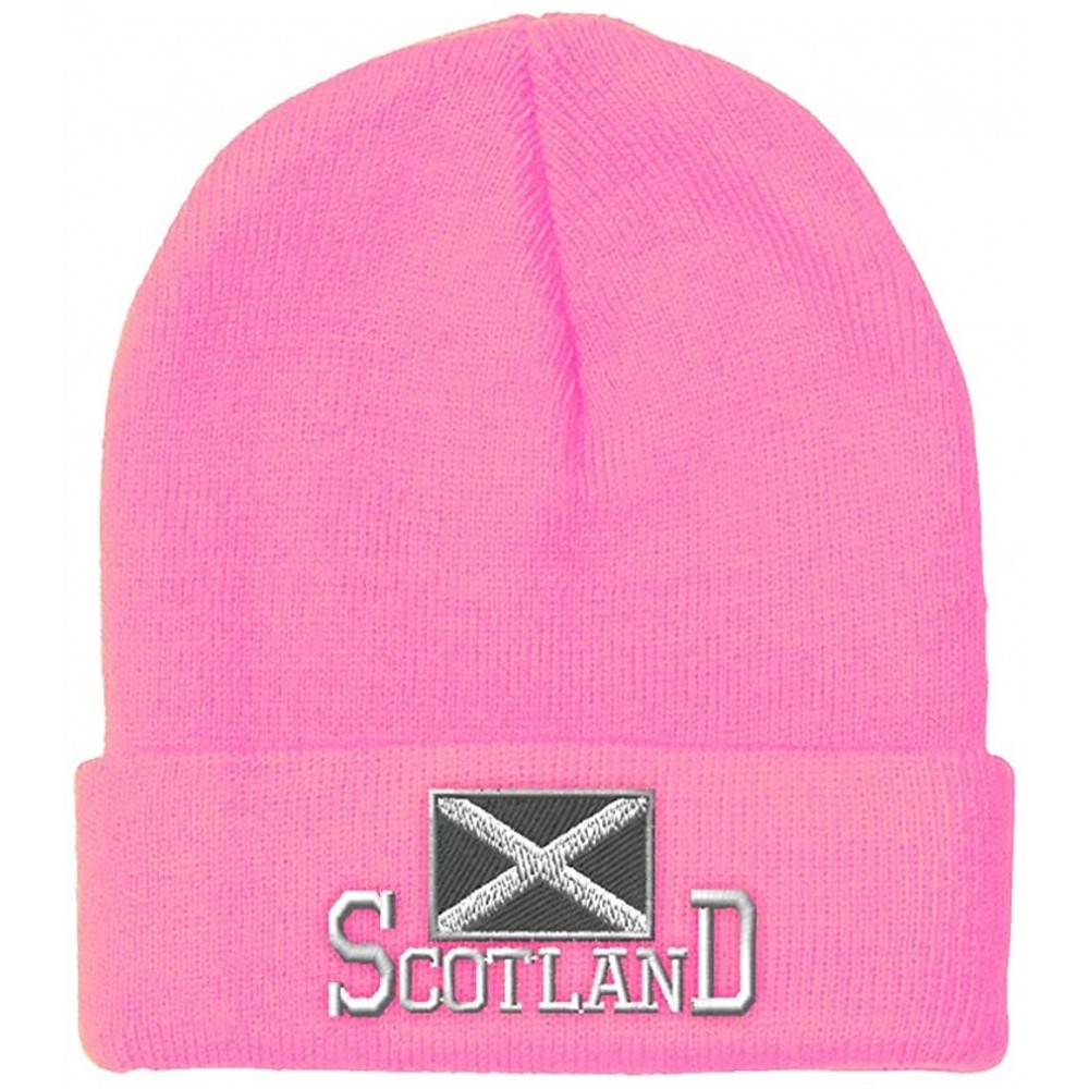 Skullies & Beanies Beanie for Men & Women Scotland Flag Scottish Black Embroidery Skull Cap Hat - Soft Pink - C118A90EMII $13.70