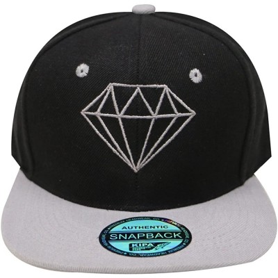 Baseball Caps Diamond Snapback Cap - Black/Grey - CS12ODG8JLF $16.45