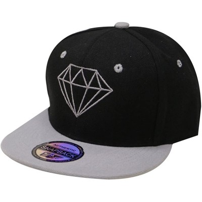 Baseball Caps Diamond Snapback Cap - Black/Grey - CS12ODG8JLF $16.45