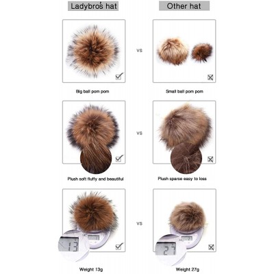 Skullies & Beanies Big Fur Pom Pom Hat - Winter Knit hat for Women Thick Warm Caps Skullies Beanies AH62 - Red 62 - CZ189LTHE...