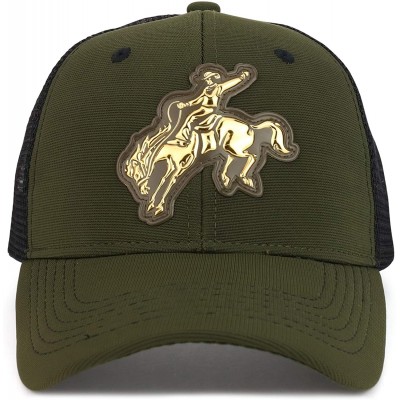 Baseball Caps High Frequency Rodeo Structured Trucker Mesh Baseball Cap - Olive Gold - C418T27KYE6 $15.24