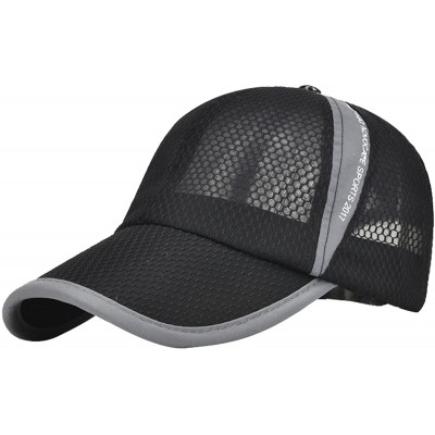 Baseball Caps Unisex Mesh Brim Tennis Cap Outside Sunscreen Quick Dry Adjustable Baseball Hat - A-black - CX182TIG3II $13.39