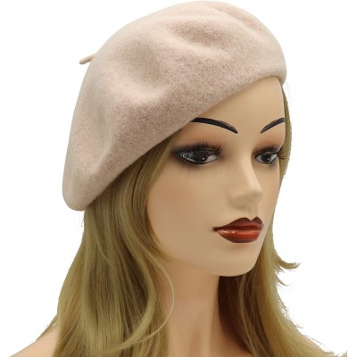 Berets Wool French Beret Hat for Women - Apricot - CR18NKC7UON $24.23