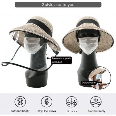 Sun Hats Packable Womens Straw Cloche Derby Fedora Summer Wide Brim Sun Hat Floppy Beach 55-60cm - 89015brown - CR1998A0LG0 $...