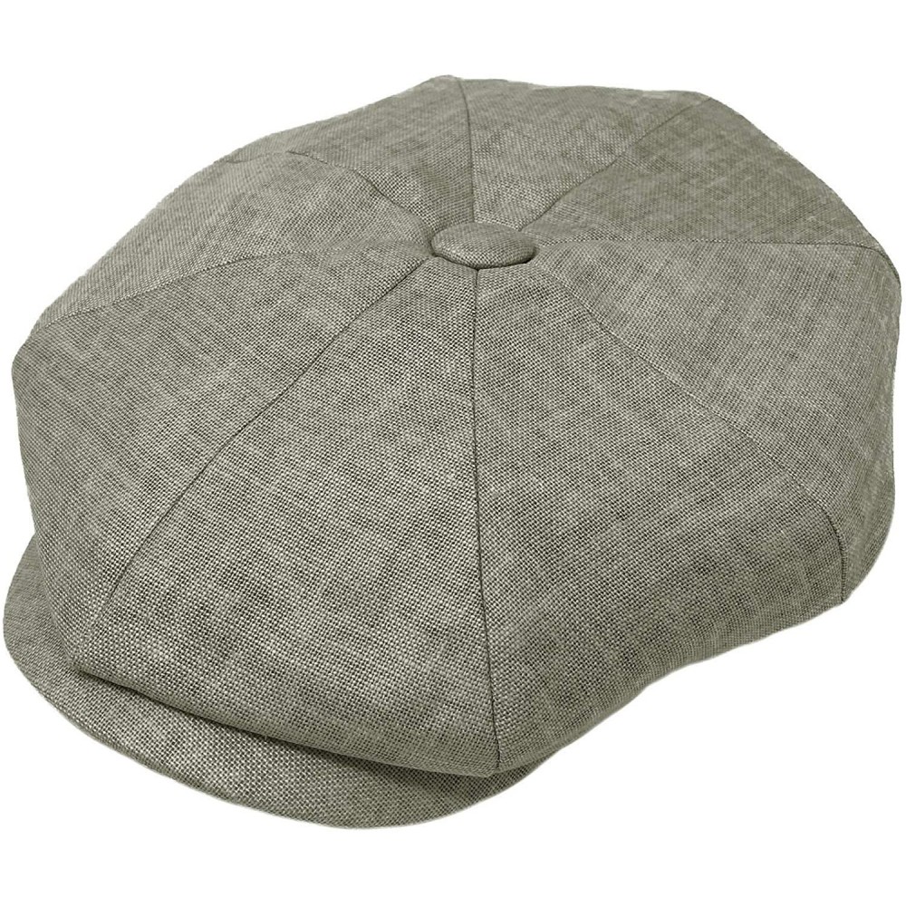 Newsboy Caps Men's 100% Linen Snap Front Newsboy Drivers Cabbie Gatsby Apple Cap Hat - Solid Dk. Gray - CP1962STW96 $19.68