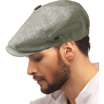 Newsboy Caps Men's 100% Linen Snap Front Newsboy Drivers Cabbie Gatsby Apple Cap Hat - Solid Dk. Gray - CP1962STW96 $19.68