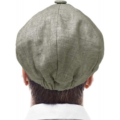 Newsboy Caps Men's 100% Linen Snap Front Newsboy Drivers Cabbie Gatsby Apple Cap Hat - Solid Dk. Gray - CP1962STW96 $19.68