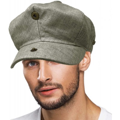 Newsboy Caps Men's 100% Linen Snap Front Newsboy Drivers Cabbie Gatsby Apple Cap Hat - Solid Dk. Gray - CP1962STW96 $19.68