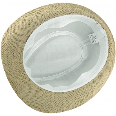 Fedoras Straw Panama Hat Short Brim Trilby Fedora Hat Summer Beach Sun Hats Women Men - 03-beige - CL194HSCON6 $21.84