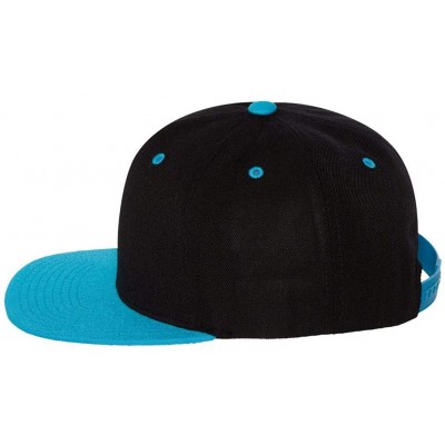 Visors 6-Panel Structured Flat Visor Classic Snapback (6089) - Black/ Teal - C911NANF82Z $9.98