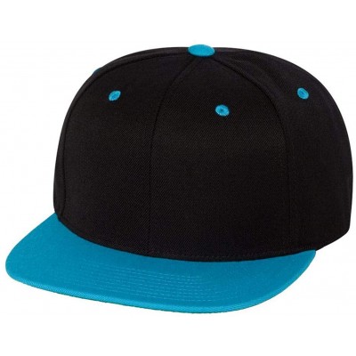 Visors 6-Panel Structured Flat Visor Classic Snapback (6089) - Black/ Teal - C911NANF82Z $9.98