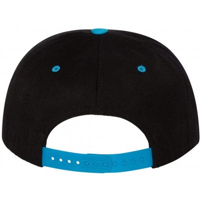 Visors 6-Panel Structured Flat Visor Classic Snapback (6089) - Black/ Teal - C911NANF82Z $9.98