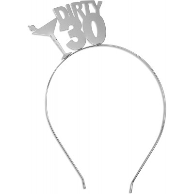 Headbands 30th Birthday Sash Tiara Headband - A Set Dirty 30 (Black Sash - Silver Headband) - CH18HA4MU0U $22.05