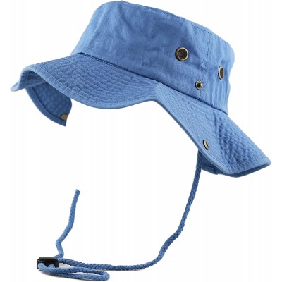 Sun Hats 100% Cotton Stone-Washed Safari Wide Brim Foldable Double-Sided Sun Boonie Bucket Hat - Skyblue - C112O6PVNE3 $11.62