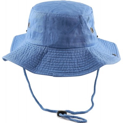 Sun Hats 100% Cotton Stone-Washed Safari Wide Brim Foldable Double-Sided Sun Boonie Bucket Hat - Skyblue - C112O6PVNE3 $11.62
