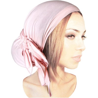 Headbands Pre-Tied Headscarf Versatile Long Ties Bandana Tichel Headwear Turban Wrap Soft Cotton - Pink - CP1231MGXE7 $18.51