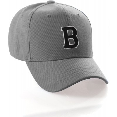 Baseball Caps Classic Baseball Hat Custom A to Z Initial Team Letter- Charcoal Cap White Black - Letter B - CM18IDUEWL3 $14.38