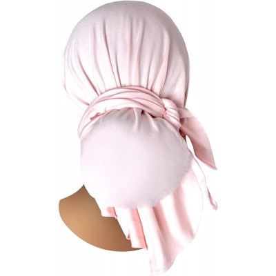 Headbands Pre-Tied Headscarf Versatile Long Ties Bandana Tichel Headwear Turban Wrap Soft Cotton - Pink - CP1231MGXE7 $18.51