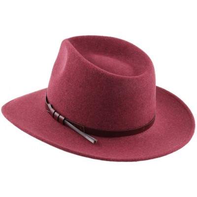 Fedoras Classique Large Wool Felt Fedora Hat Packable Water Repellent Wide Brim - Bordeaux - CJ187Y5W3KG $44.32