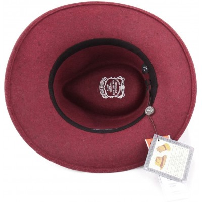 Fedoras Classique Large Wool Felt Fedora Hat Packable Water Repellent Wide Brim - Bordeaux - CJ187Y5W3KG $44.32