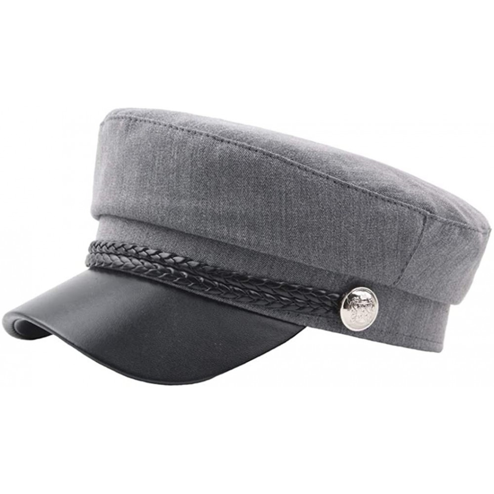 Newsboy Caps Yacht Sailor Captain Hat Linen Fiddler Fisherman Cap Newsboy (M-L) - Grey - C418NOY4I7R $7.39