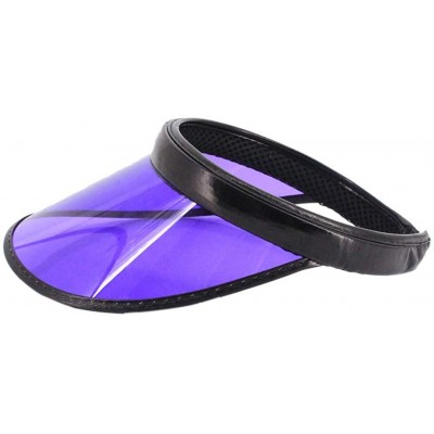 Visors Women Sun Visors Hologram Wide Brim Thicker Sweatband UV Protective Sportswear Visors Sunhat - Purple - CF18RHAWQ5O $1...